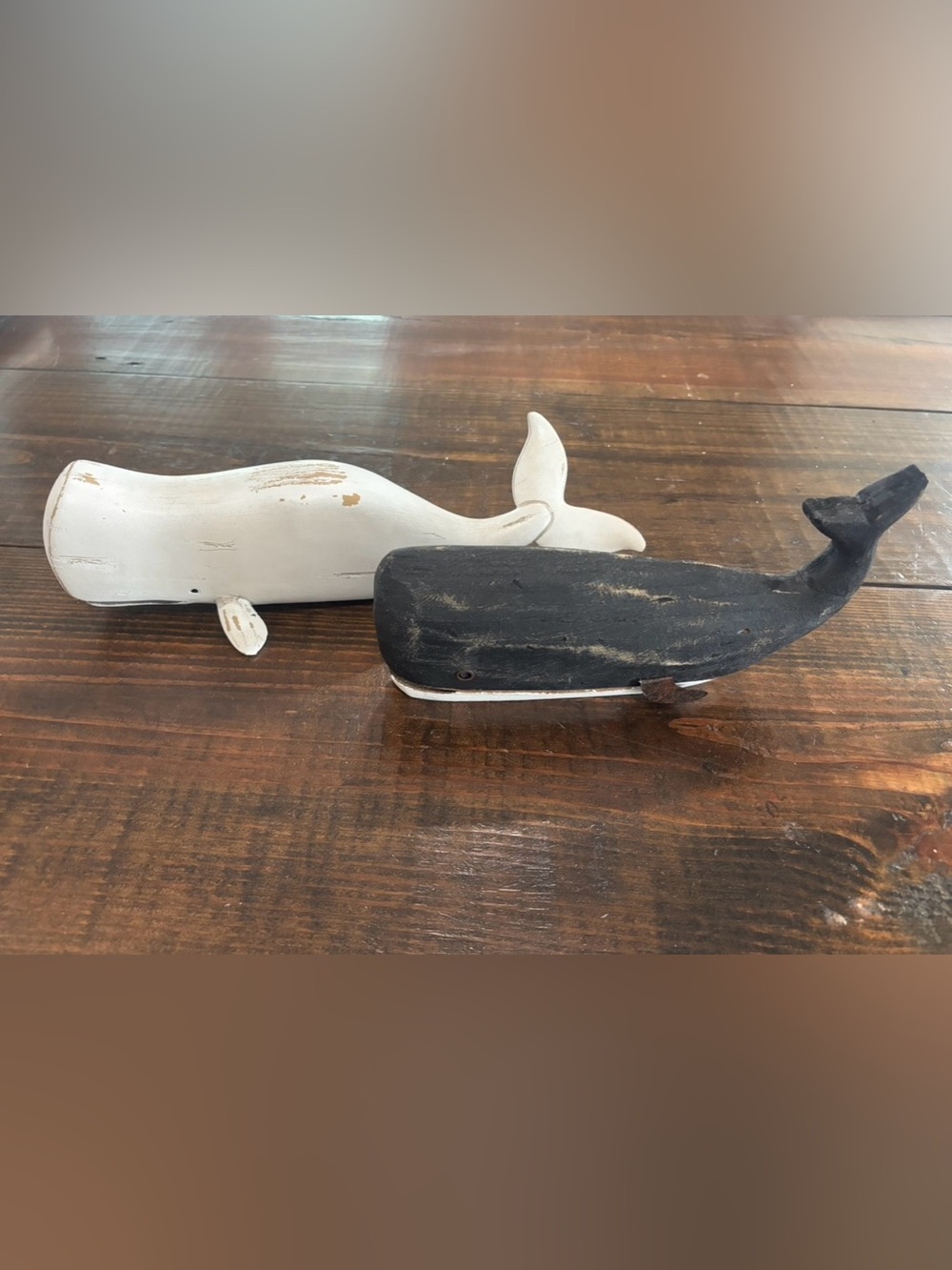 Wooden Whale Set Coastal Decor
